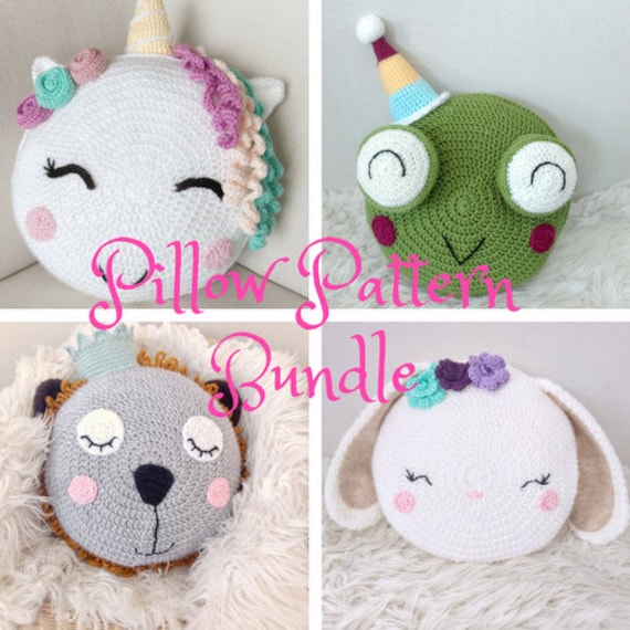 Crochet Pattern Bundle Unicorn Pillow Lion Pillow Bunny Etsy