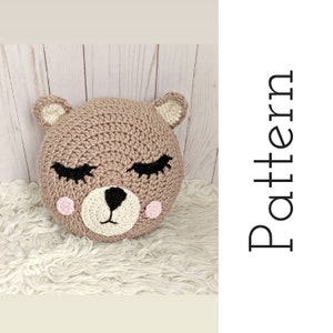 Crochet Bear pattern, printable, crochet pillow pattern, crochet animal, round pillow pattern, easy crochet pattern, bear pillow, amigurumi image 1