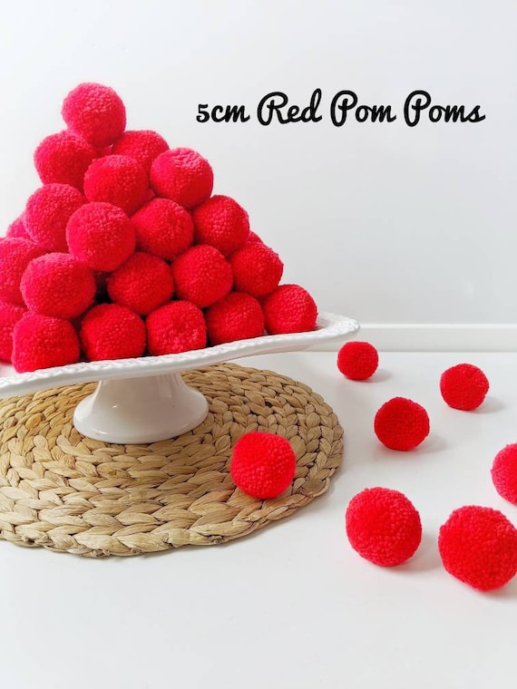 Large Red Pom Poms Craft Pom Poms Yarn Pom Poms Bulk Pom 