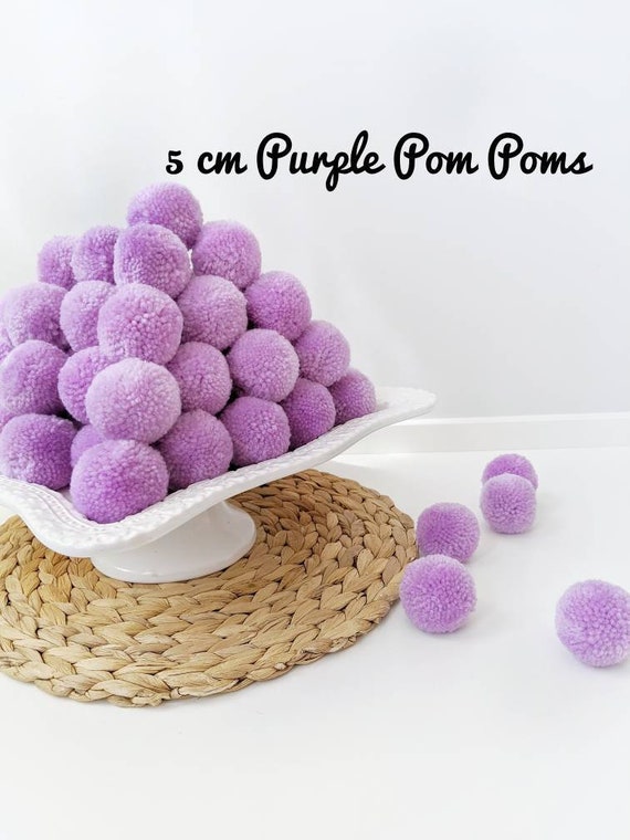 2 Inch Purple Pom Pom, Large Pom Poms, Handmade Pom Poms