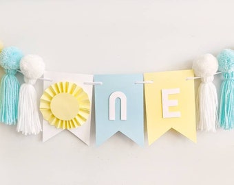 You are my Sunshine High Chair 1st Birthday Banner, One Highchair Birthday Boy Decoration, High Chair Tassel Garland, One Cake Smash Sign