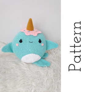 Crochet Whale Pattern - Crochet Narwhal Pillow - Crochet Narwhal - Whale pillow - Crochet cushion Pattern - Amigurumi Whale Pattern -  PDF