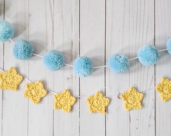 Twinkle twinkle Little Star garland, pom pom garland, star garland, birthday garland, party garland, 1st birthday decor, photo prop