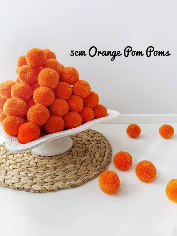 Large Orange Pom Poms, Craft Pom Poms, Yarn Pom Poms, Bulk Pom