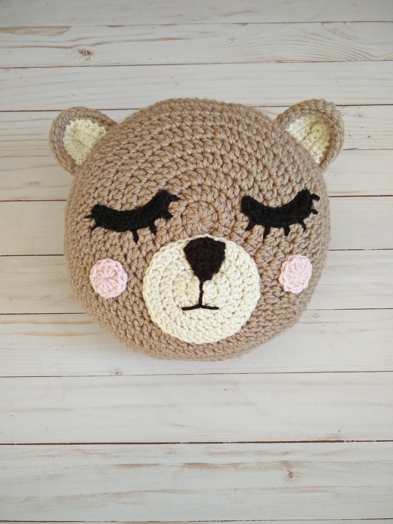 Crochet Bear pattern, printable, crochet pillow pattern, crochet animal, round pillow pattern, easy crochet pattern, bear pillow, amigurumi image 3