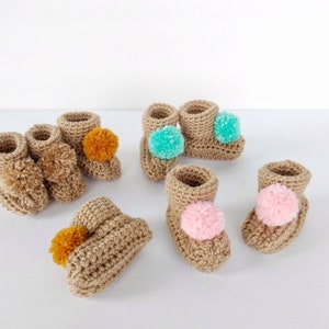 Easy Crochet baby shoe Pattern baby booties crochet baby shoe pattern pompom booties modern baby shower gift crib shoes image 2