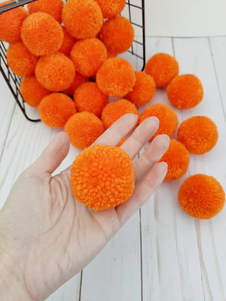 Large orange pom poms craft pom poms yarn pom poms bulk pom Etsy