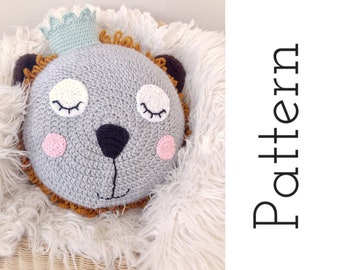 Crochet Lion Pillow Pattern / Crochet Pattern Jungle Animals / Lion Pattern /  / Crochet Pillow / Crochet toy / lion plushie / Nursery Decor