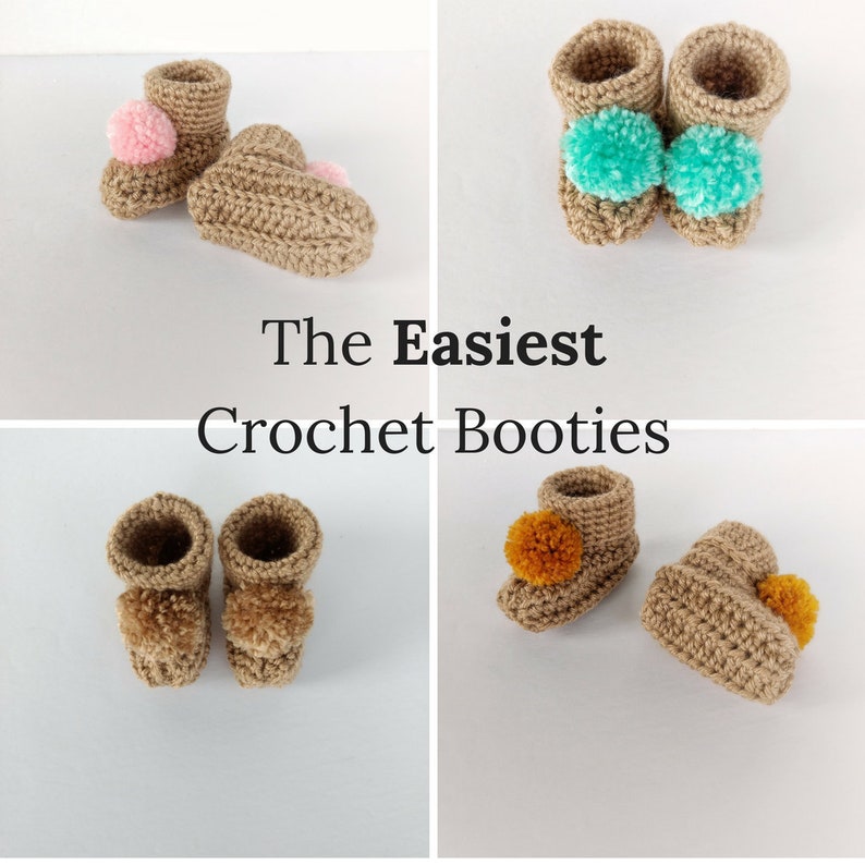 Easy Crochet baby shoe Pattern baby booties crochet baby shoe pattern pompom booties modern baby shower gift crib shoes image 1
