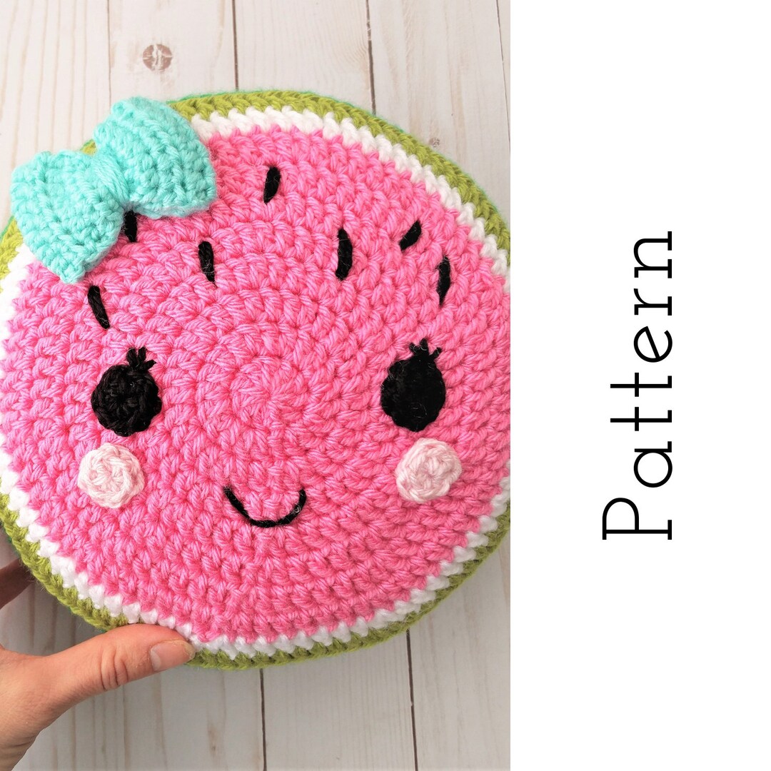 Crochet Watermelon Pillow Pattern, Crochet Round Pillow Pattern