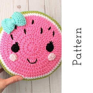 crochet watermelon pillow pattern, crochet round pillow pattern, watermelon pattern, watermelon cushion diy, amigurumi pattern, crochet toy