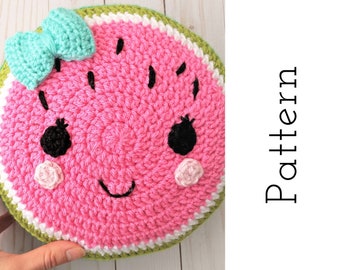 crochet watermelon pillow pattern, crochet round pillow pattern, watermelon pattern, watermelon cushion diy, amigurumi pattern, crochet toy