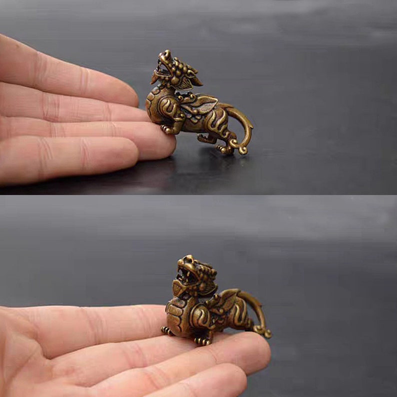Antique Bronze Animal Arts,Dragon Figures in ancient decorative Buddhist Mala Loose Beads Necklace Guru Beads DIY Accessories Round Bead