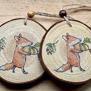 Bespoke, Custom, Woodland Fox, Wood Slice Decoration, Woodland Animal, Ornament, Teachers Gift, Gift Tag, Birthday Present