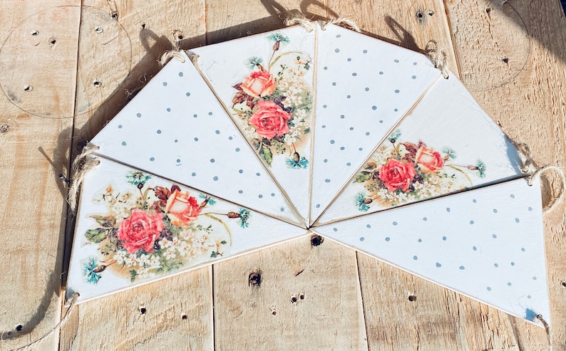 Handmade Floral Hanging Triangle Bunting,