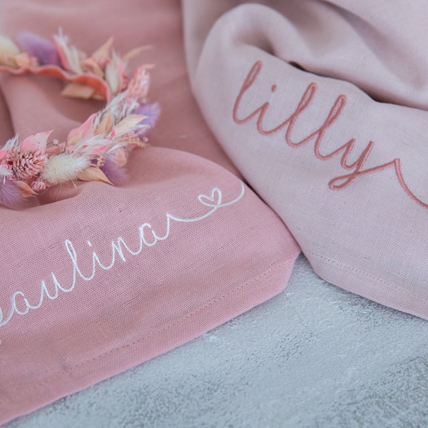 Mulltuch Spucktuch personalisiert bestickt mit Name Musselin Schmusetuch Kuscheltuch Geschenk Baby Geburt / Taufe / Babyparty