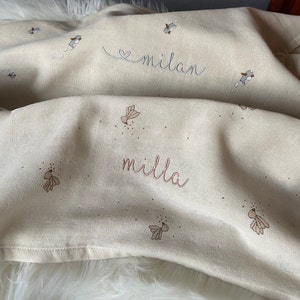 Muslin cloth, burp cloth personalized embroidered with names for babies, girls and boys