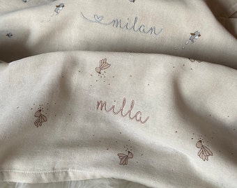 Muslin cloth, burp cloth personalized embroidered with names for babies, girls and boys
