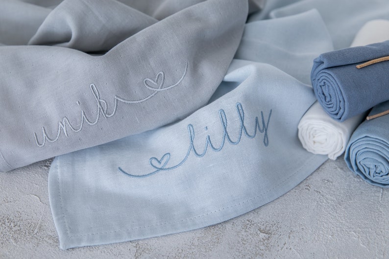 Muslin cloth burp cloth personalized embroidered with name muslin cuddly blanket gift baby birth / baptism / baby shower image 4