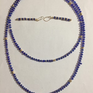 Blue and Gold Glass Necklace Set