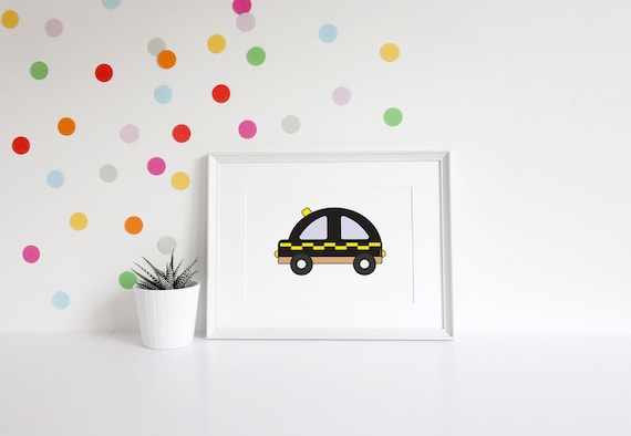 taxi black cab art print baby boy baby girl baby gift | etsy