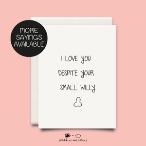 Je t’aime malgré votre petite carte Rude willy - carte d’OPTIONS disponibles - carte de Saint Valentin - anniversaire-