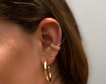 Beaded ear cuff earring 14k gold filled no piercing conch hoop