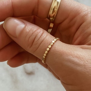 Thumb ring gold flat bead ring 14k gold filled dainty gold band ring