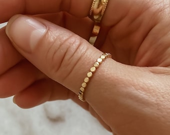 Thumb ring gold flat bead ring 14k gold filled dainty gold band ring