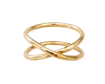 X crossover ring 14k gold filled reversible band