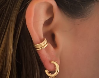 Orecchino a Polsino Non Forato per Donna in Acciaio Inossidabile Placcato Oro 18K, Orecchini a Clip Senza Foro