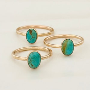 Turquoise ring gold stackable green blue turquoise gemstone ring 14k gold filled