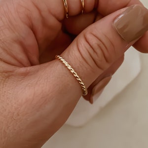 Gold twist band stacking ring 14k gold filled