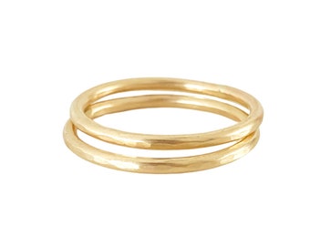 Hammered gold stacking rings 14k gold filled