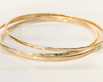 Gold bangle set bracelet set minimalist everyday permanent bracelets 14K GOLD FILLED
