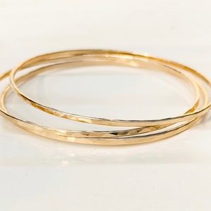 Gold bangle set bracelet set minimalist everyday permanent bracelets 14K GOLD FILLED image 1