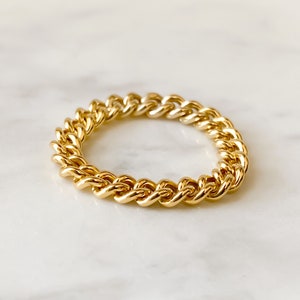 Chain ring, thick 14k gold filled chain ring