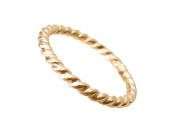 Bold Rope Ring 14k gold filled twist band ring