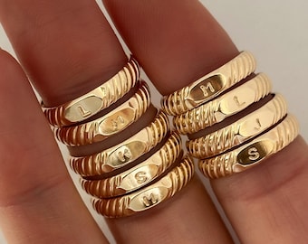 14k gold fill initial signet ring custom rings for women personalized gift for her