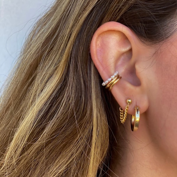Ear cuff, ear cuff no piercing, hammered ear cuff, 14k gold filled thicker 16 gauge ear cuff