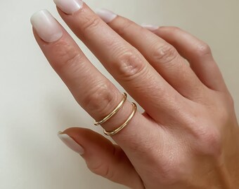 Double band ring gold 14k gold filled simple stacked ring