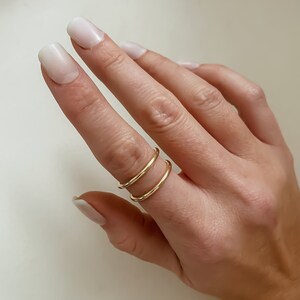 Double band ring gold 14k gold filled simple stacked ring