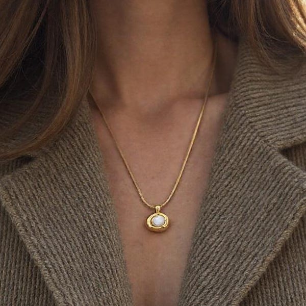 Mutter Perle Anhänger Perlenkette Gold Statement Kette Hochzeit Schmuck Geschenkidee Gold Filled Anhänger Vintage Inspirierte Design Mutter