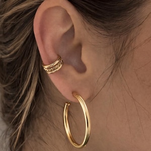 Conch Ear Cuffs Set Gold Filled No Piercing Smooth and Twist Cuff Earring Stack Huggie Style
