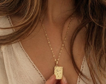 Book Lover Locket Necklace Celestial Book Pendant Gold Secret Quote Jewelry Reader Gift for Her Literary Necklace Aesthetic
