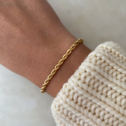 Gold Rope Chain Bracelet 14k Gold Filled Bracelet for Women Etsy