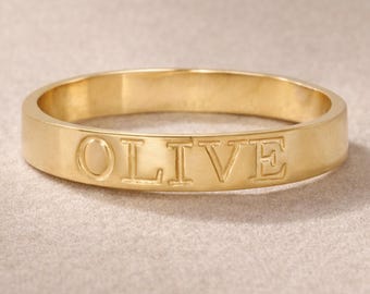 Anillo personalizado con inicial chapado en oro, hecho a mano, apilable, resistente al agua, ideal para bodas, aniversarios y cumpleaños.