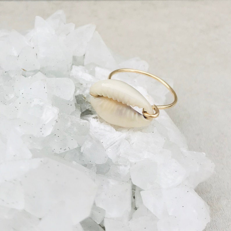 stacking ring gold filled ring beach jewelry Shell ring boho ring statement ring cowrie shell ring