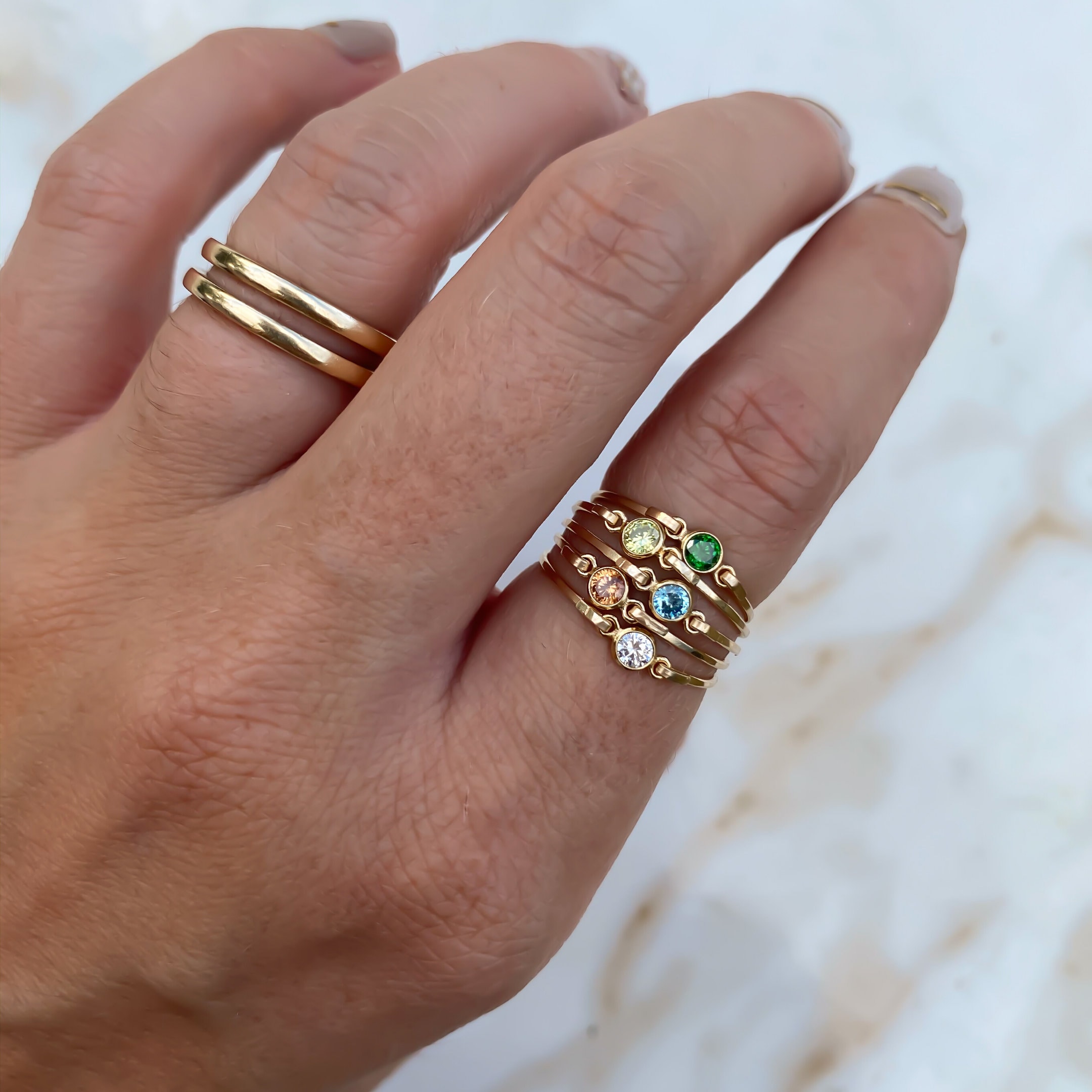 Ultra dainty stackable birthstone rings 14k gold filled Etsy