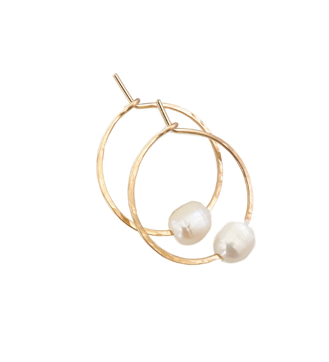 14k Gold Filled Hoop Earrings With Pearls Pearl Hoop - Etsy